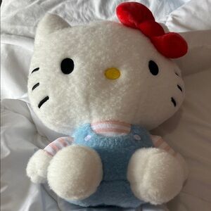 Hello Kitty Plush with Red Bow and Blue Outfit
